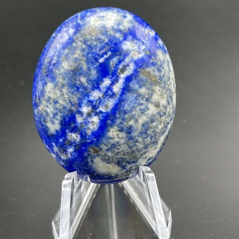 Blue and White Checked Lapis Lazuli Oval